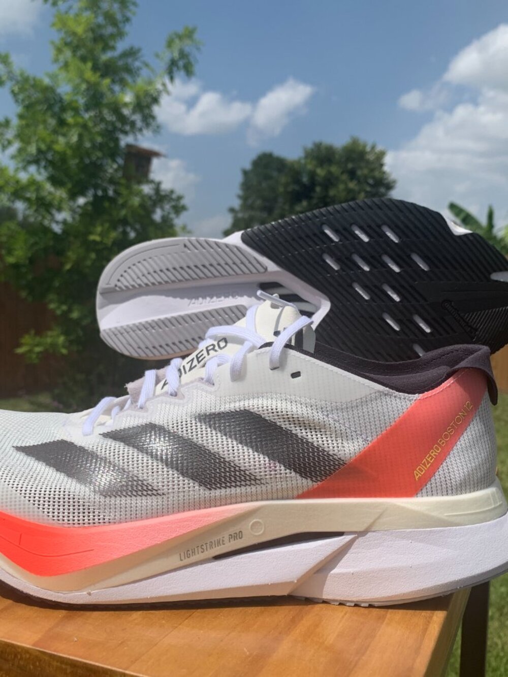 adidas Adizero Boston 12 Men's Running Shoes White Solar Red Size 9 us IF9210
